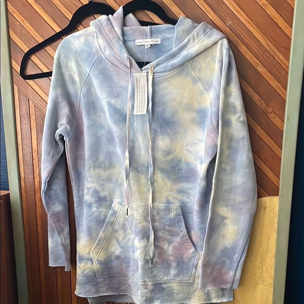 Young Fabulous & Broke Tie-Dye Hoodie Sweater - Blue, Yellow, Purple